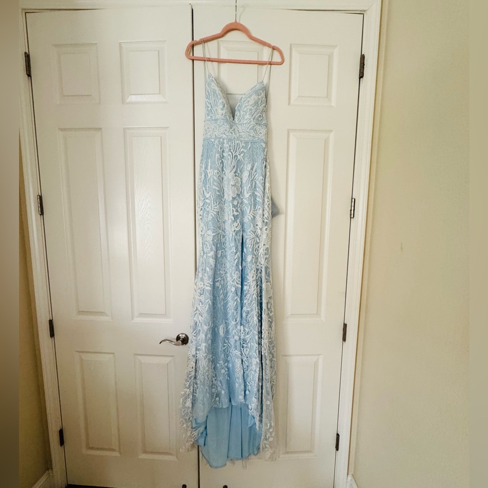 Elegant Light Blue Lace Gown